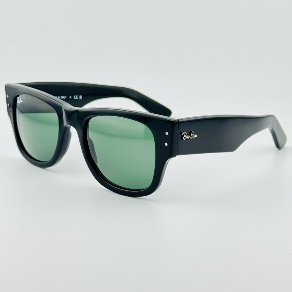 Ray-Ban Mega Wayfarer Sunglasses Rb0840S Acetate Black Frame Green Lenses UNISEX - Picture 8 of 15